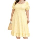 PrettyPlus by Desinoor.com Plus Size Dress | Midi Dress for Women | Stylish Long Women Western Frock | Knee Length Midi | Fit & Flare Solid Desk to Dinner Dress|plus size dress clothes