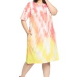 Wear Your Opinion Women’s Plus Size Tie-Dye Printed Midi Knee Length Tshirt Dress|plus size dress clothes