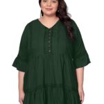 Indietoga Women’s Plus Size Rayon Tiered Longline Tunic Top with Pockets|plus size dress clothes