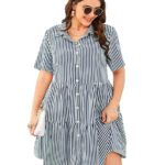 TADKEE Women’s Plus Size Short Sleeve Striped Dress | plus size dress clothes