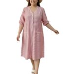 Indietoga Women’s Striped Pure Cotton A-Line Midi Dress (XL to 7XL)|plus size dress clothes