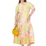 Indietoga Women’s Plus Size Floral Print Rayon Fit & Flare Long Maxi Dress|plus size dress clothes