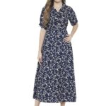 Indietoga Women’s Plus Size Blue Floral Printed Long Maxi Dress|plus size dress clothes