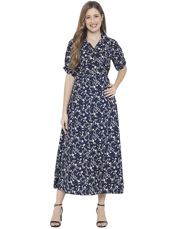 Indietoga Women’s Plus Size Blue Floral Printed Long Maxi Dress|plus size dress clothes