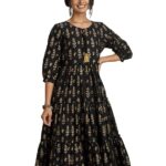 Myx Women’s Cotton Printed Tiered Dress|plus size dress clothes
