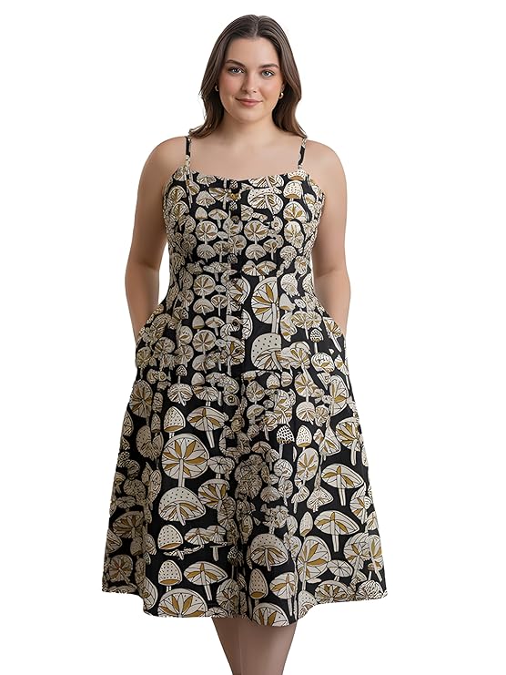 Indietoga Women’s Plus Size Handblock Printed Sustainable Pure Cotton Dresses (2XL to 7XL)|plus size dress clothes