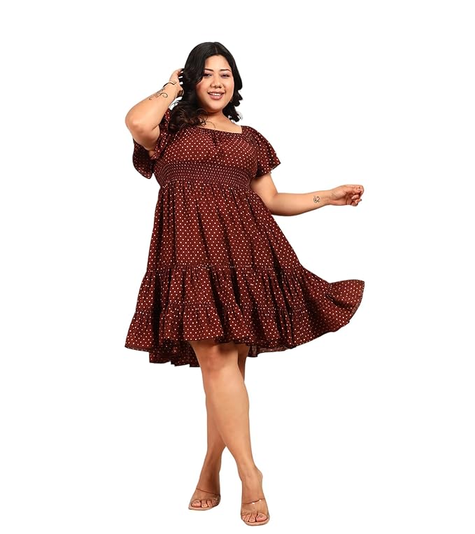 A playful polka dot dress that brings elegance to clothes for plus size fashion.