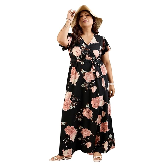 Twirl-ready floral fashion for plus-size women.